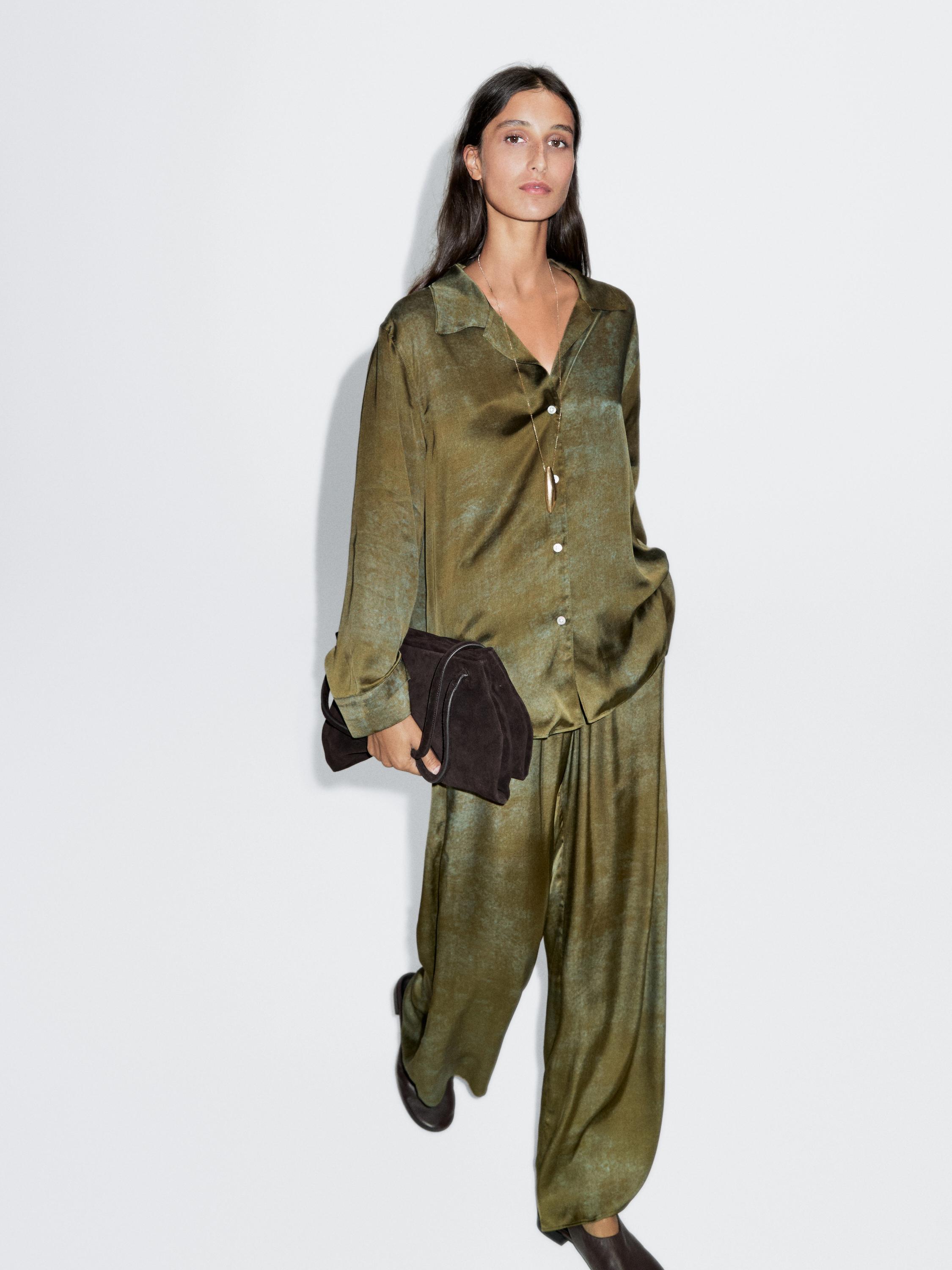 Printed flowing wide-leg trousers